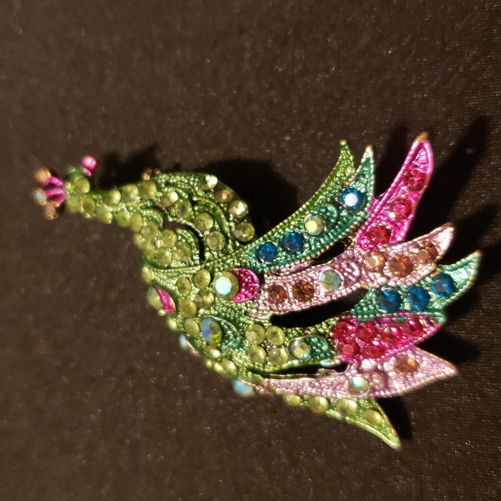 Multicolor Peacock Brooch - Picture 2 of 8